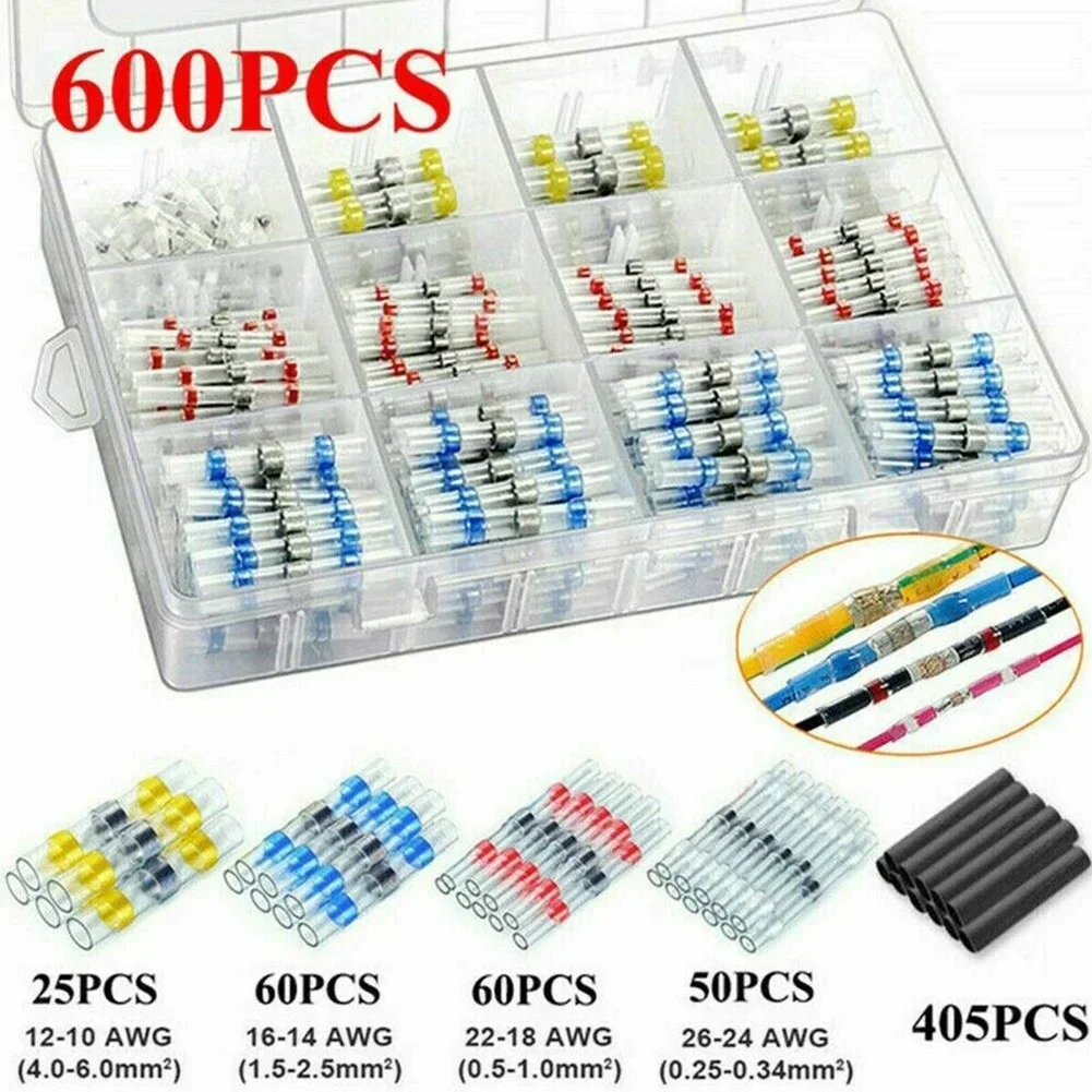 Fio Butt Terminais com solda Seal Sleeve, Butt Conectores, Sem Crimpagem, Fiação, Rápido, Heat Shrink, 50pcs para 800pcs