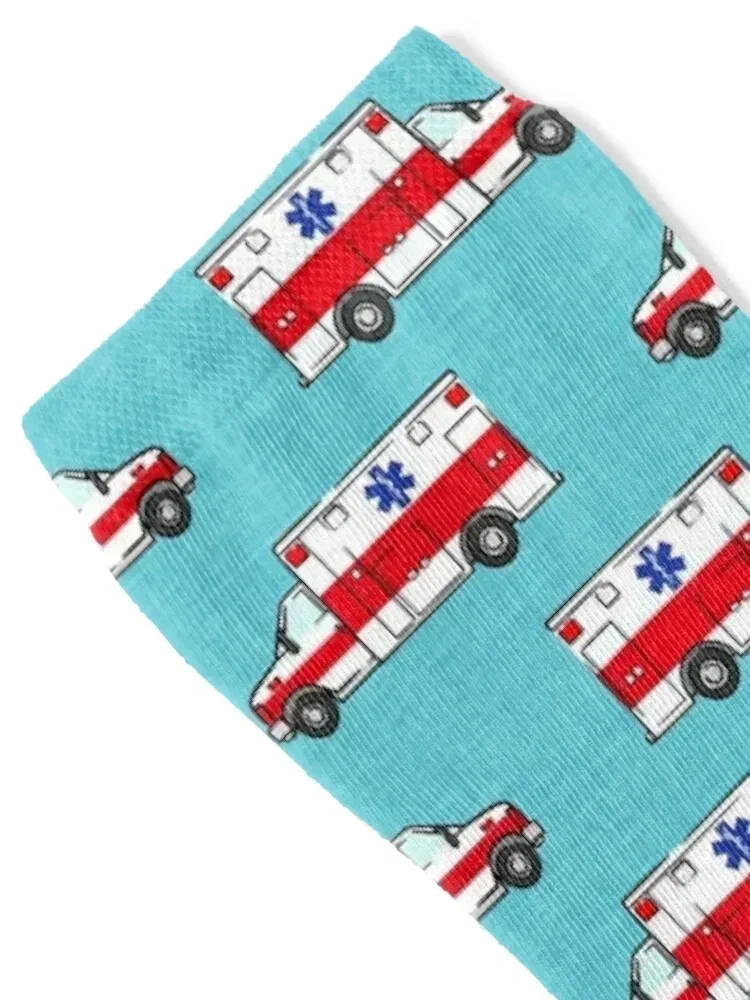 Ambulance on Teal Socks new year floor Women Socks Men's