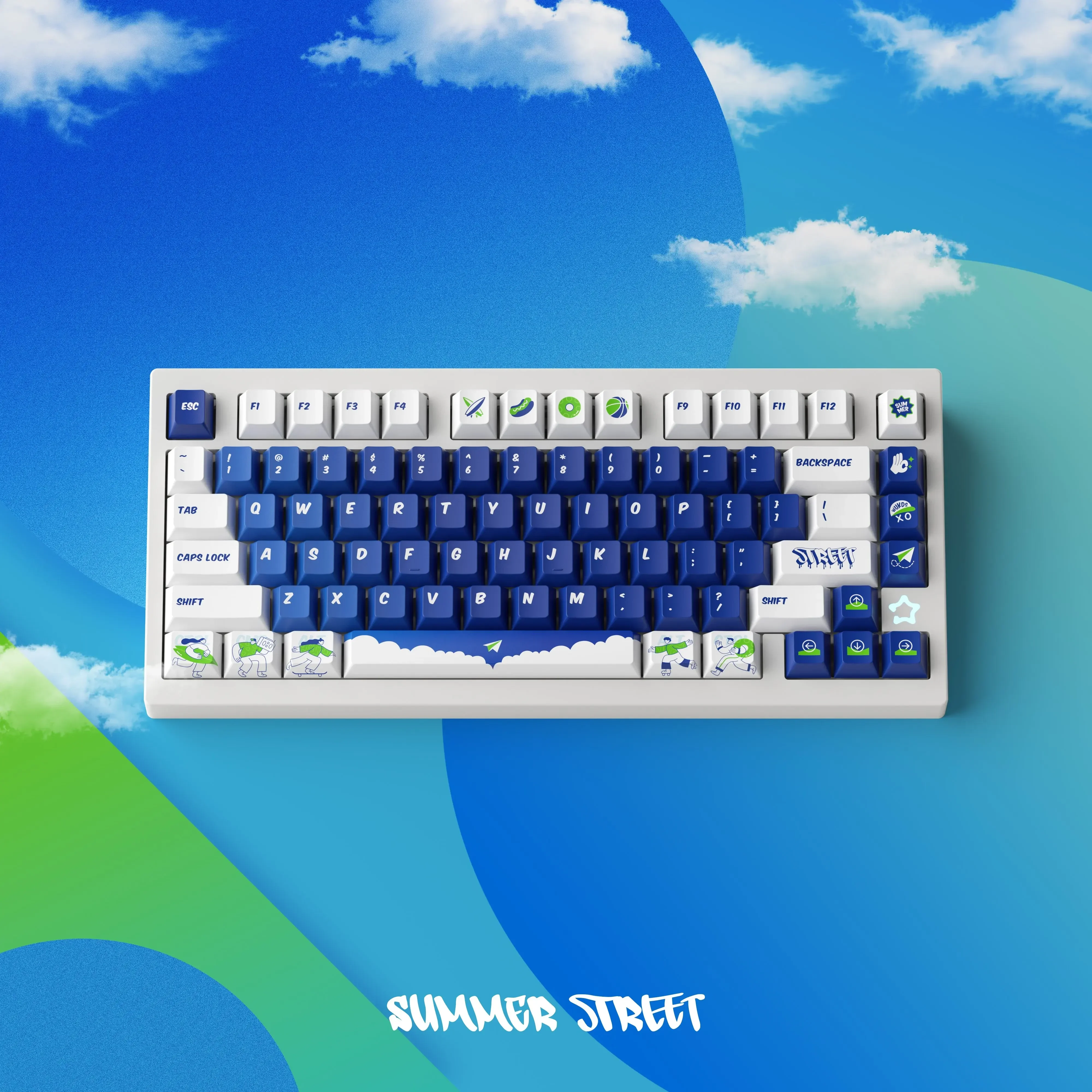

Original Keycap Summer Street-172 Keys Original Height PBT Full Five-Sided Sublimation Mechanical Keyboard