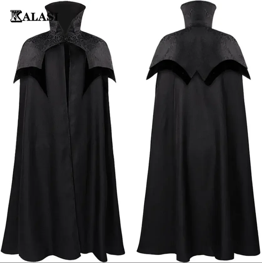 

Men's Noble Gothic Long Cloak Big Hem Vampire Stand Collar Cape Steampunk Darcula Cosplay Halloween Medieval Poncho