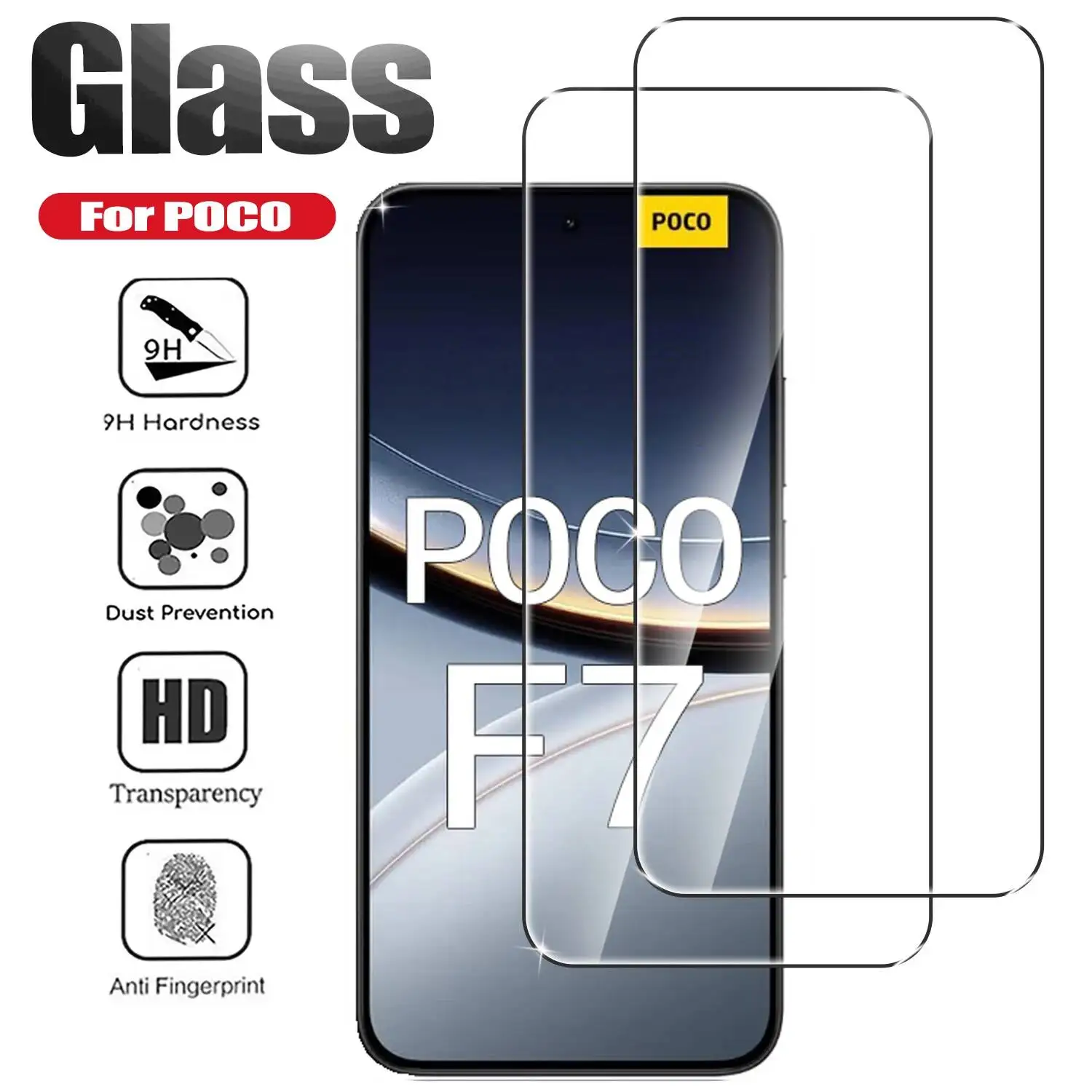 

2 шт. закаленное защитное стекло для экрана Ultra F6 F5 F4 F3 GT HD для Xiaomi Poco F7 Pro