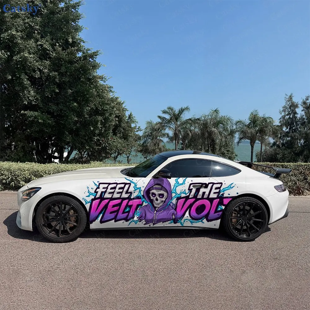 Lightning Skull Car Sticker Full Body Decal Decoration Covering Scratches Protect Car Sticker Waterproof Car Vinyl Wraps