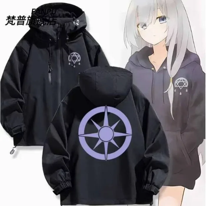 

Anime Wandering Witch: The Journey Of Elaina Hooded Hoodie Cosplay Autumn Winter Men Women Coat Loose Jacket Tops anime
