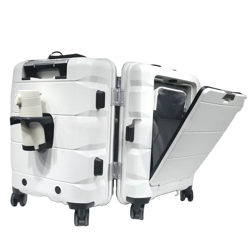 Multifunctional  Lock Universal Wheel Luggage Phone Holder Suitcase with Front Double Open Cup Holder Carry on Bags