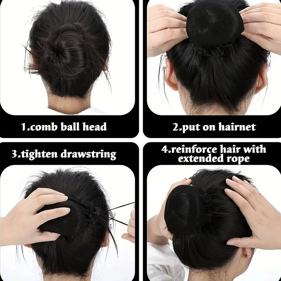 Invisible Hair Net With Drawn Rope and Lace Elegant Black Ballet Bun Maker Elastic Hair Net for Dancers Nurses Flight Attendants image 5