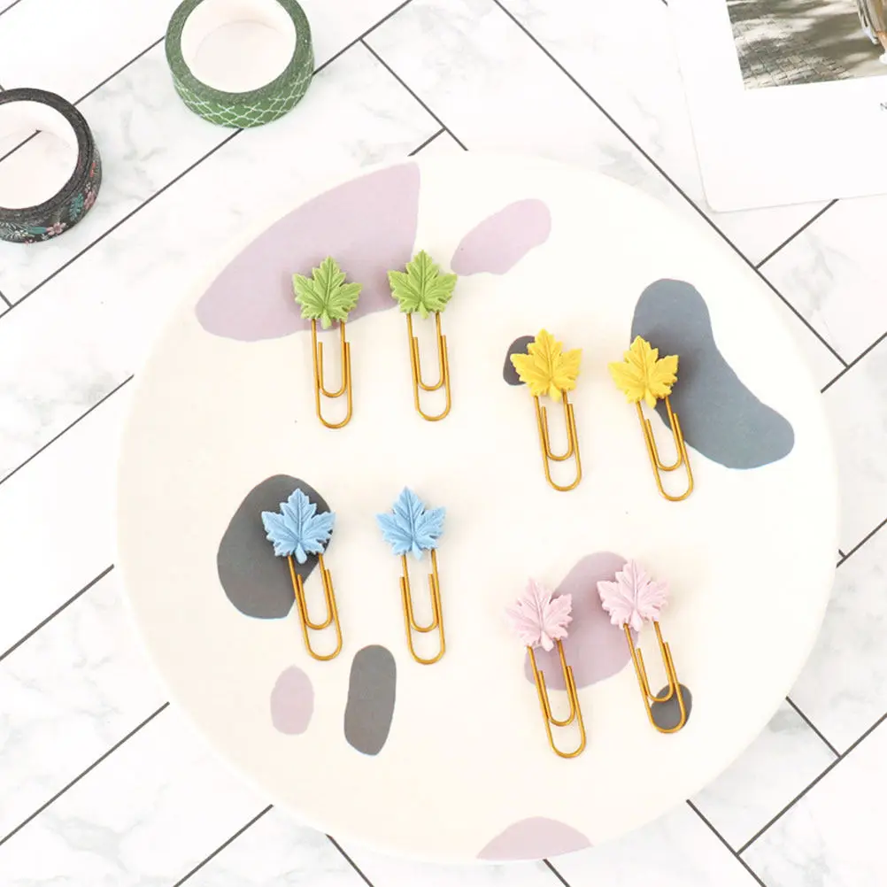 20Pcs Cute Maple Leaf Metal Bookmark Clips Functional Paper Clips Planner Accessories Decorative Bookmarks for Study Office