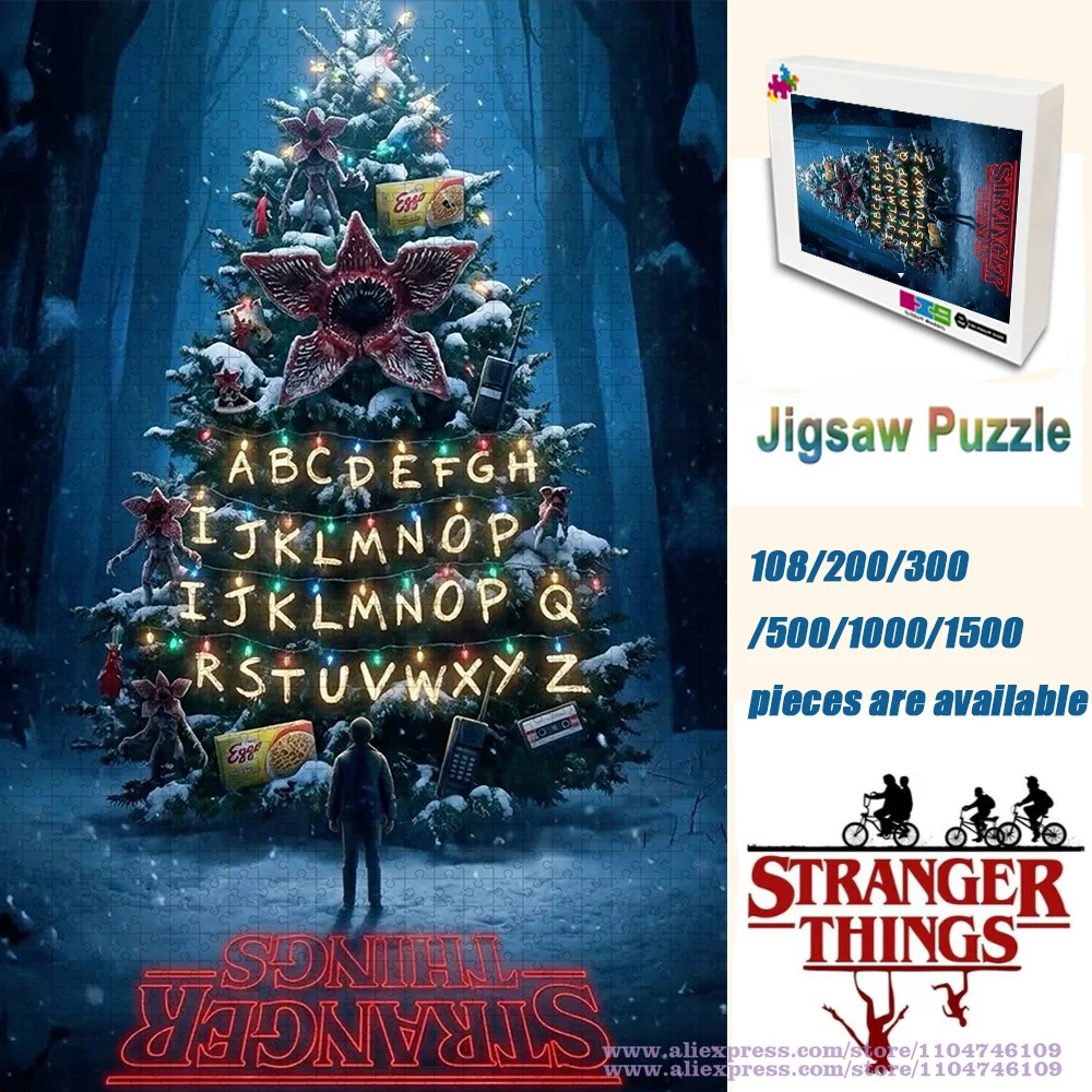 낯선 것들 퍼즐 직소 퍼즐 108/200/300/500/1000/1500피스 어린이를 위한 지능 퍼즐 인쇄된 상자가 있는 재미있는 생일 선물