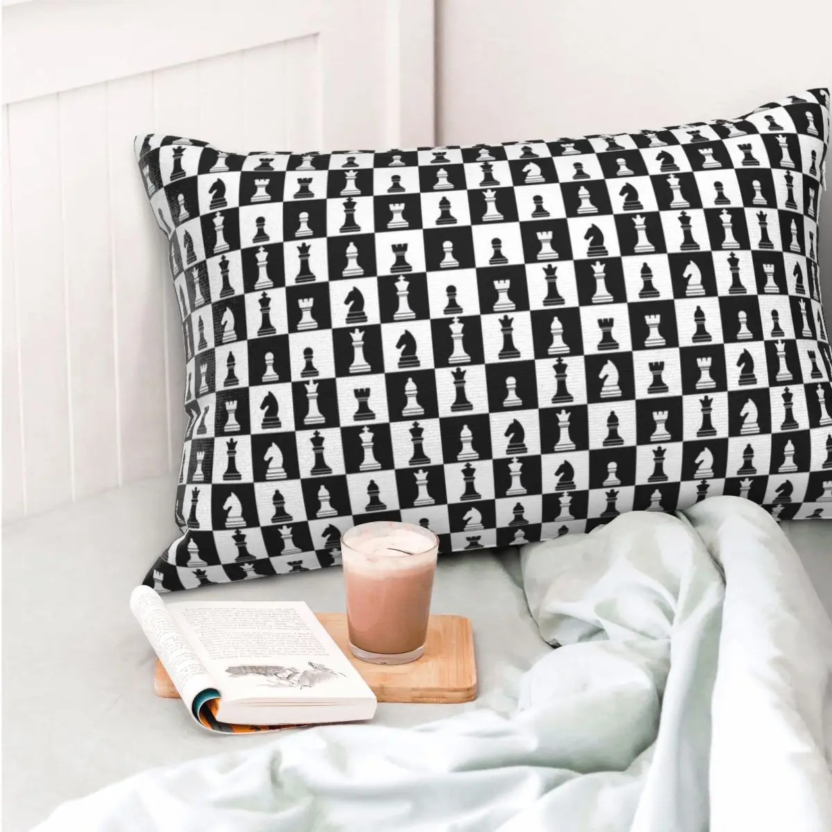 Black And White Chess Board Pattern Rectangle Pillowcase Cushion Cover Decorative Bedroom Bed Home Comfort Throw Pillow