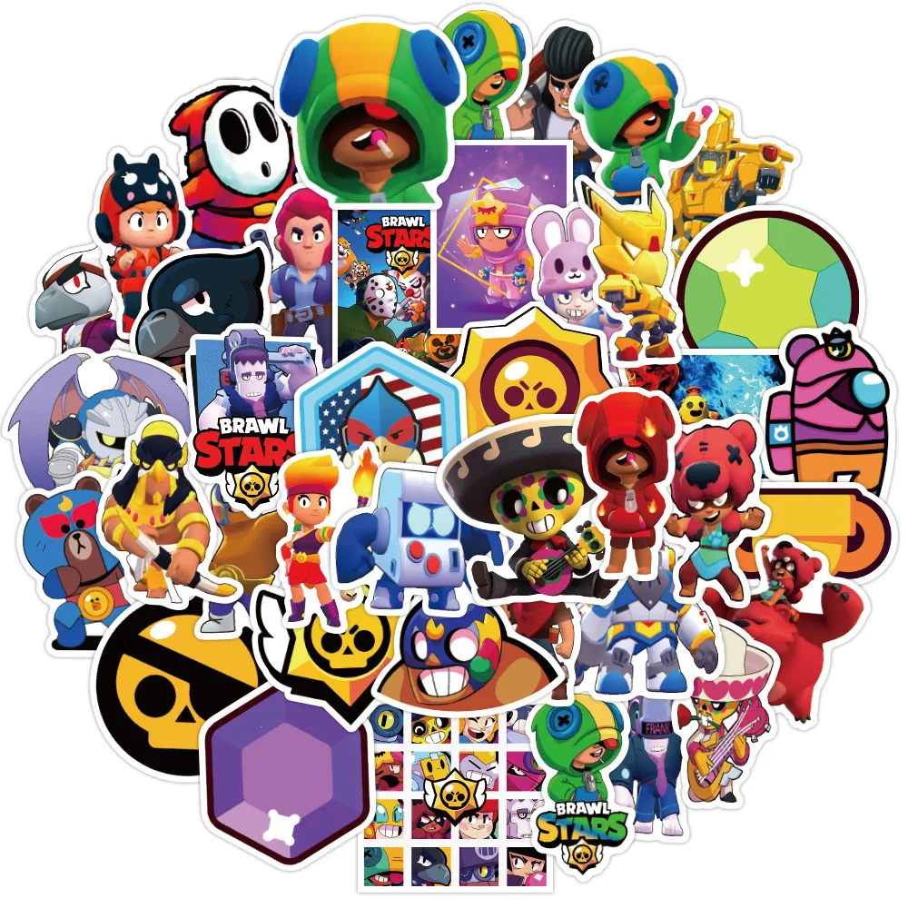 10/30/50PCS Pegatinas de Anime Brawl Stars, Pegatinas Kawaii para Laptop, Maleta, Patineta, Guitarra, Teléfono, Regalos de Dibujos Animados para Niños