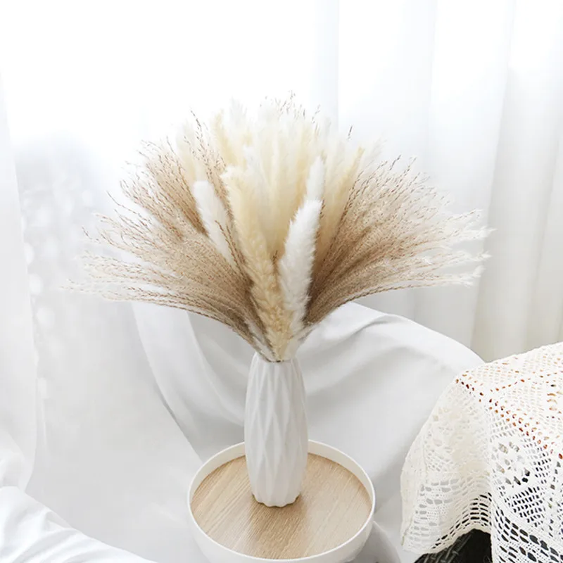 

50pcs Natural Dried Pampas Grass Wiskdust Boho Home Decor Real Phragmites Fluffy Flower DIY Bouquet For Wedding Table Decoration