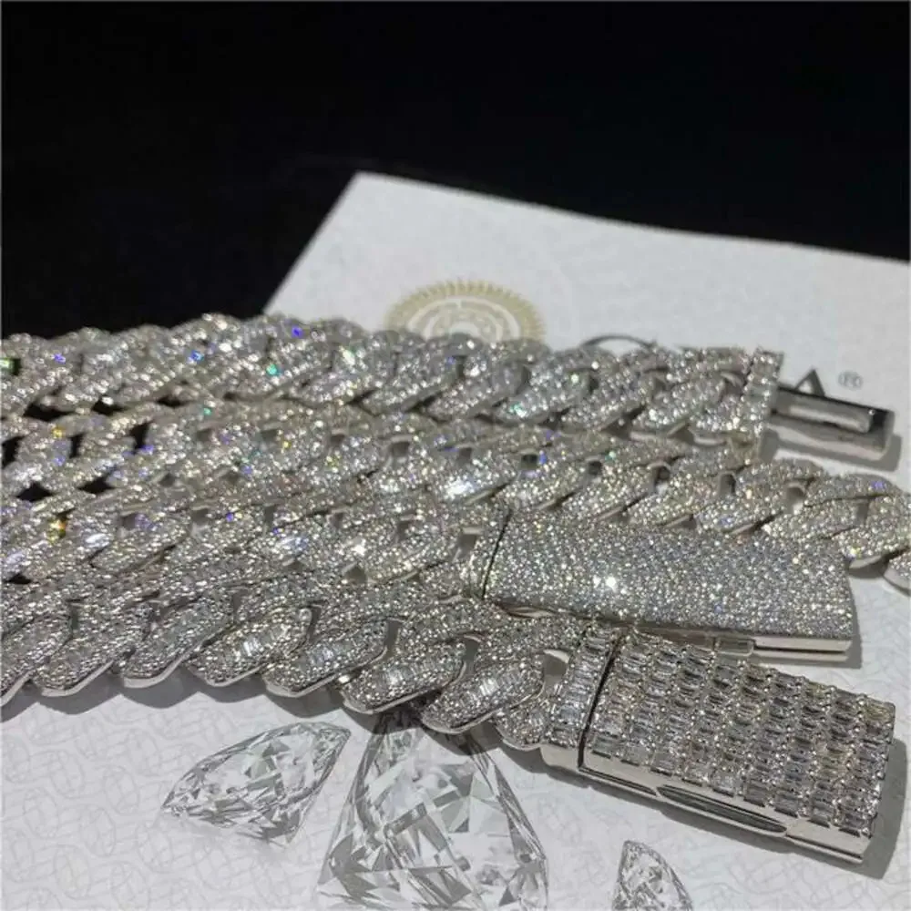 

Iced Out Pass Алмазный тестер Vvs Муассанит Ювелирные изделия Ожерелье Браслет Женский 14 мм Кубинская цепочка