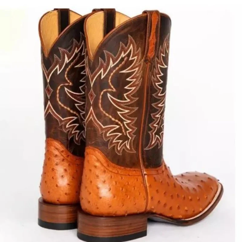 Men High Boots Embroidery Retro Handmade Mens Boots Western Cowboy Boot Pointed Toe Boots Hand Stitching Outdoor Men's Shoes view 2