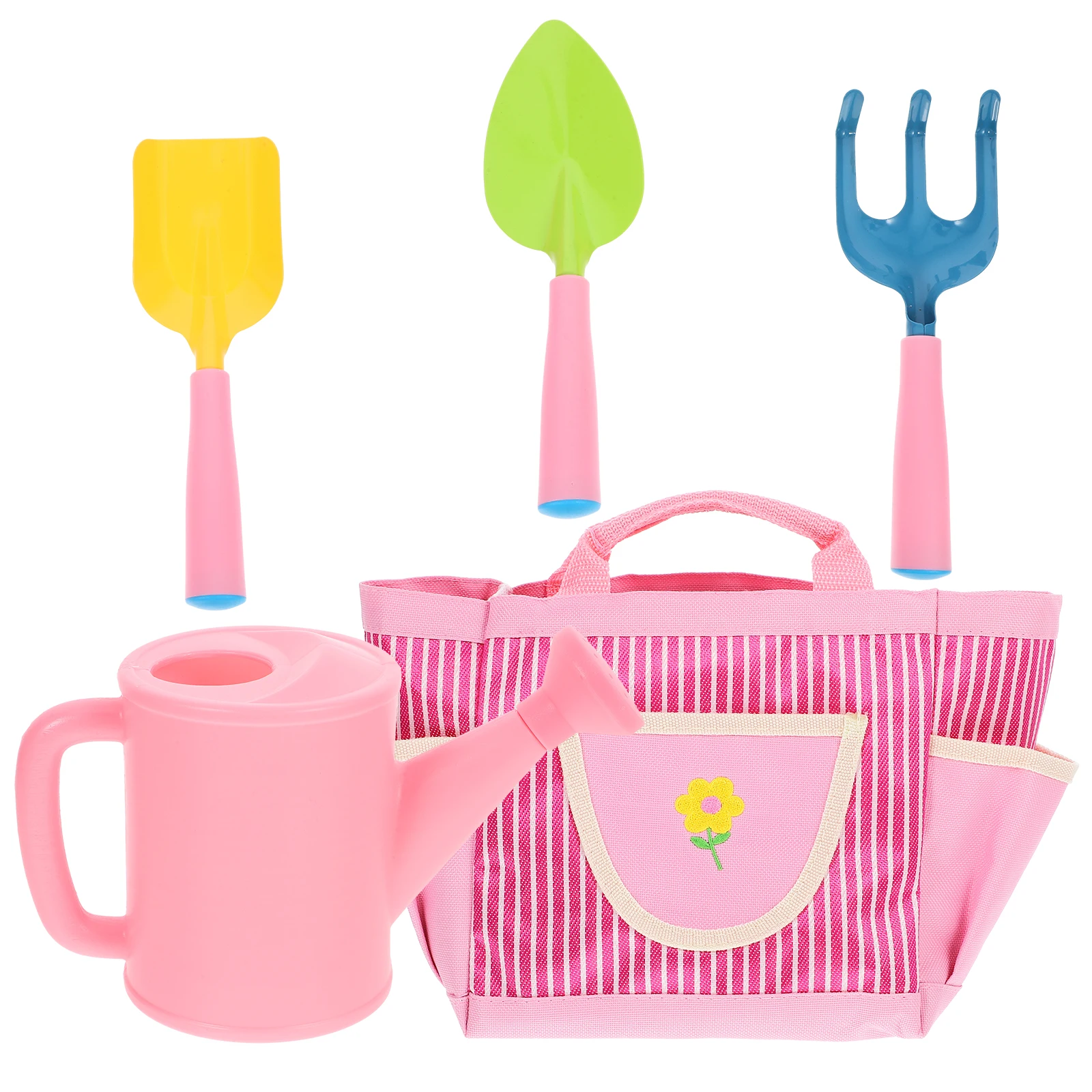 

Kids Gardening Tools Set Pink Iron Pot Shovels Watering Can Children Garden Tool Kit Small Digging Toys Beach Play Yard Fun
