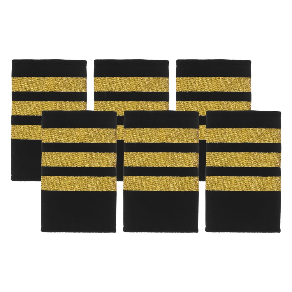 

3Pairs Gold Stripe Pilot Shoulder Boards Epaulettes Airline Captain Flight Uniform Professional Pilot Badge