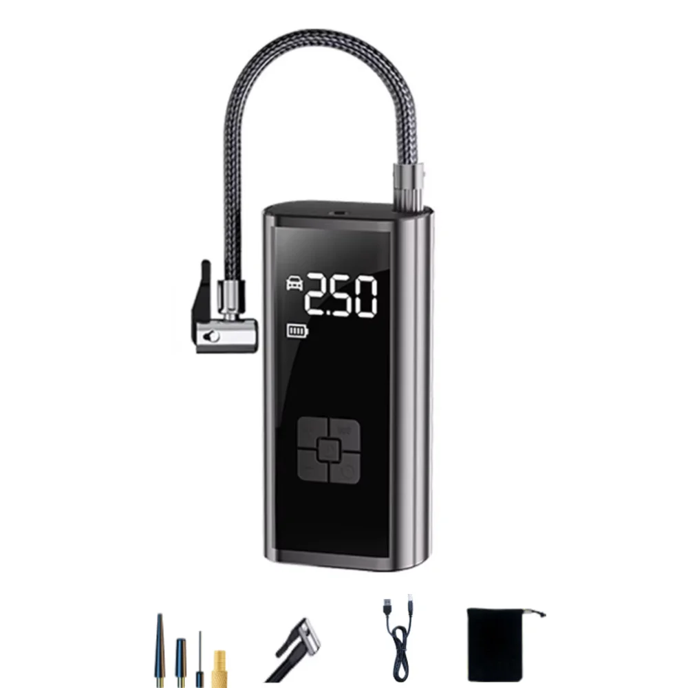 

Насос для подкачки шин 4 в 1 с LED-фонарем SOS, портативный автомобильный компрессор 12В для автомобиля/мотоцикла/велосипеда