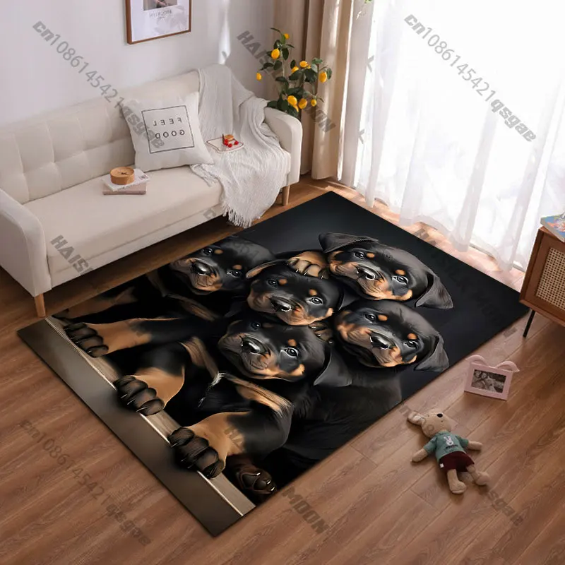 Adorable puppies showing close bond carpet Yoga living room room decor children's crawling mat doormat area rug games mat
