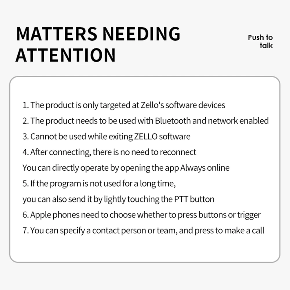 Wireless PTT Button for ZELLO Walkie Talkie Push-To-Talk Switch Controller for Android iOS Phone Car Motorcycle Voice Call