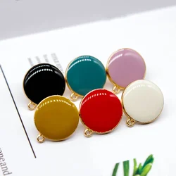 Enamel Alloy Stud Earring Simple Style for Women DIY Jewelry Accessories Handmade Materials 6pcs