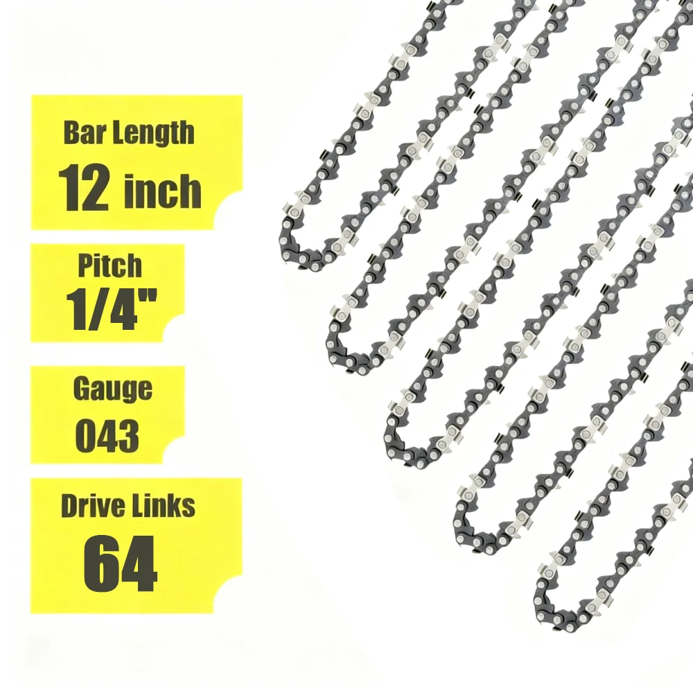 12 Zoll 1/4 Zoll .043/1,1 mm 64 Antriebsglieder Kettensägenkette Halbmeißelkette passend für MS170/MS180 Sägeketten 3/4/5 Stück