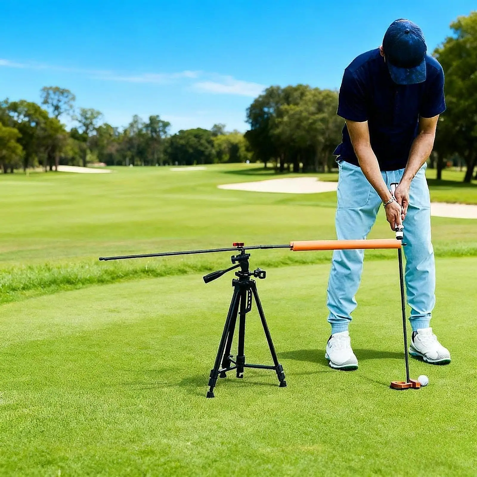 مدرب جولف سوينغ مع حامل هاتف متعدد الاستخدامات للبالغين ممارسة التأرجح التدريب المعونة 360 درجة محاذاة العصي للسرعة #4