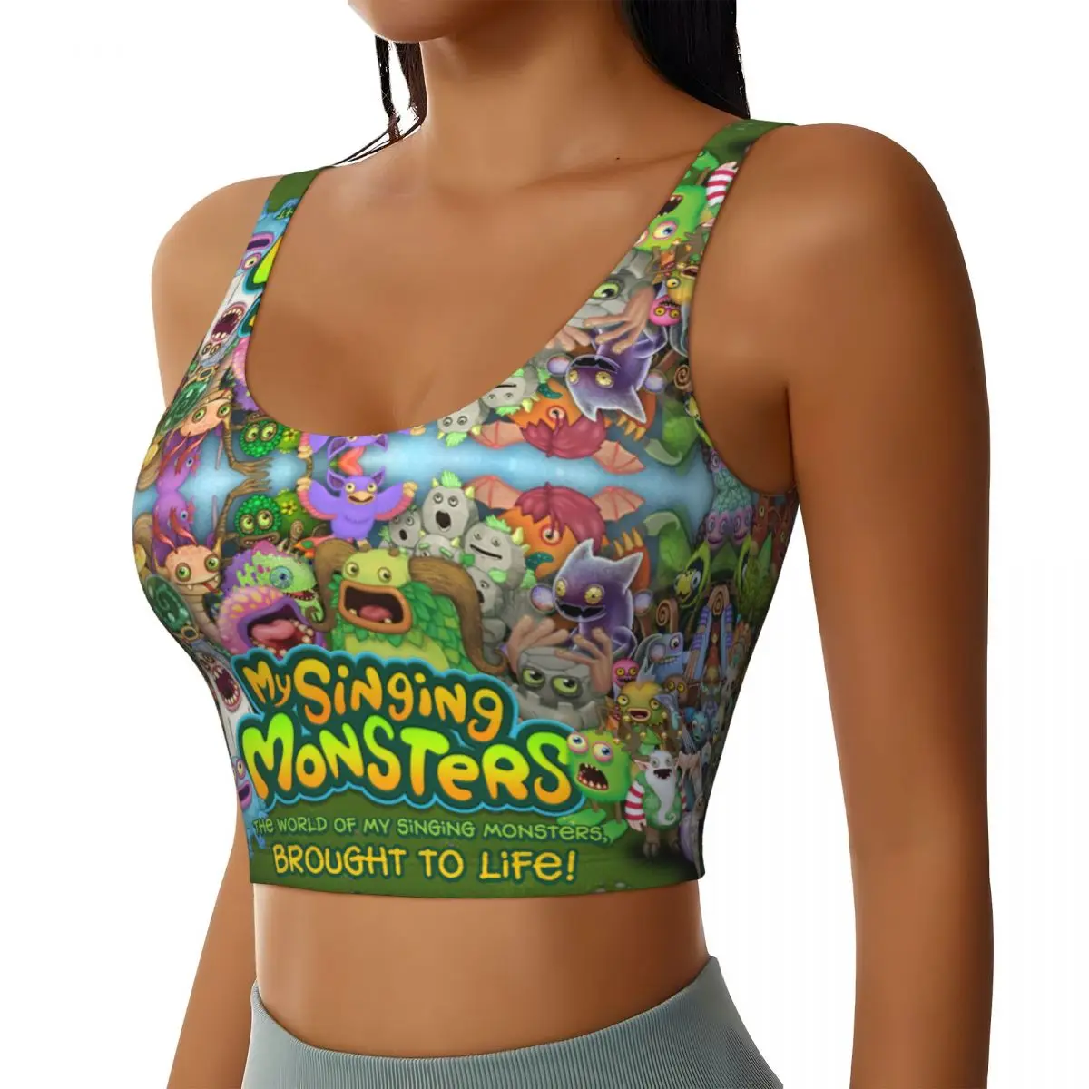 Custom My Singing Monsters Workout Crop Tank Tops for Women Seamless Running Yoga Sports Bras