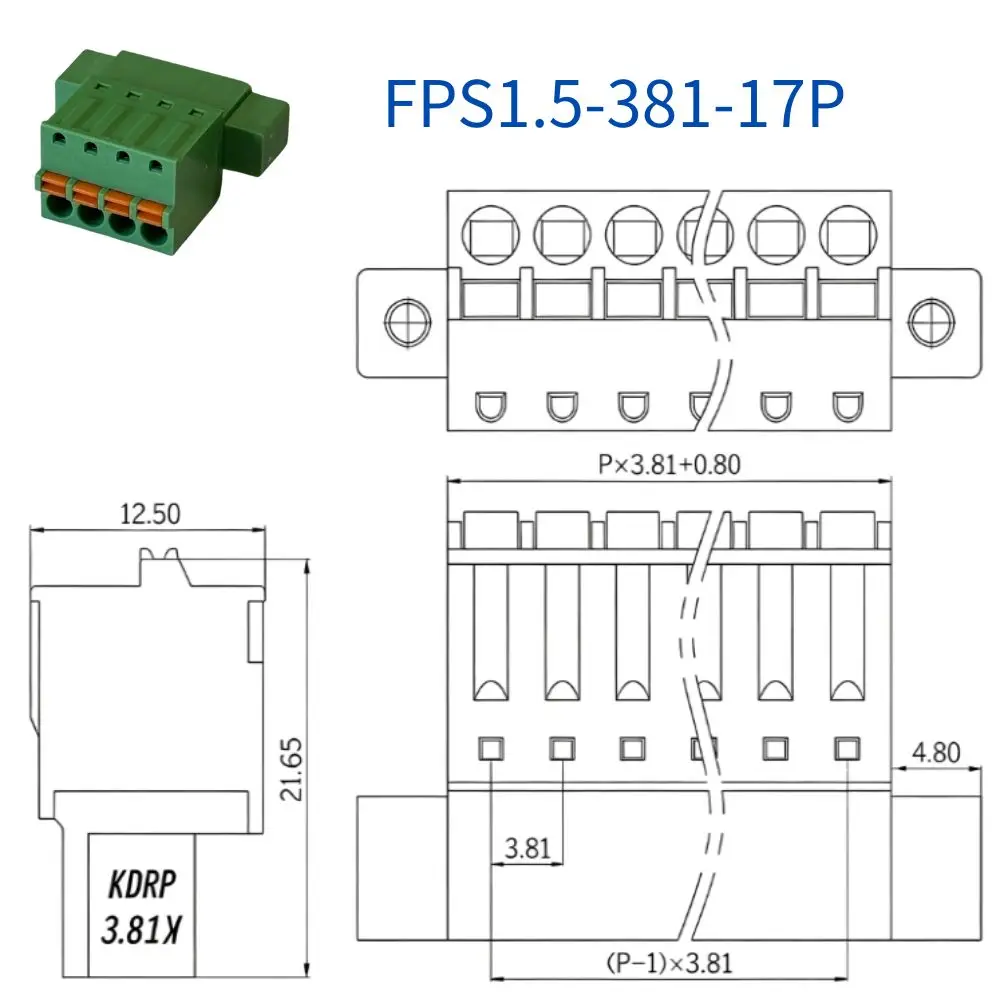 15EDGKDM 3.81mm Panel‑Mount Pluggable Terminal Block with Flange, FK‑MCP 1.5‑STF‑3.5 Through‑Wall Connector 4