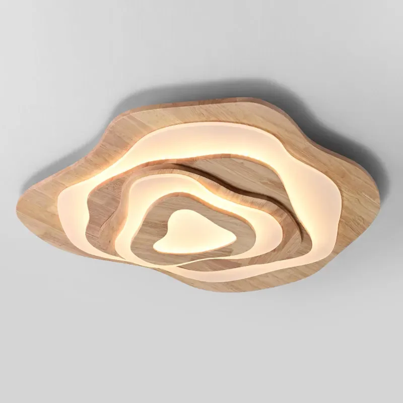 Imagem -04 - Modern Nordic Wood Led Teto Lâmpada Lustre de Controle Remoto Luz de Teto para Sala de Estar Quarto Jantar Cozinha