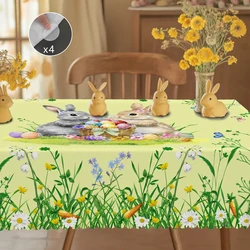 1 Easter Round Tablecloth, 5 Sizes Available, Tulip Easter Bunny Egg Garden Printed Square Tablecloth, Edge Embossing Process, Spring Garden Tablecloth Decoration, Tablecloth for Daily Home Kitchen, Terrace Use, Easter Decoration