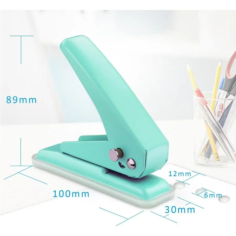 Handheld Single Hole Puncher with 1 4 Inches Diameter for 20 Sheets Capacity Durable Metal Construction with SkidResistant Base