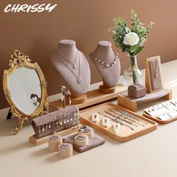 Juego de soporte para exhibición de Joyas, incluye barra en T, soporte de exhibición de pulsera, soporte de exhibición de collar, caballetes de bandeja de anillo y pendientes