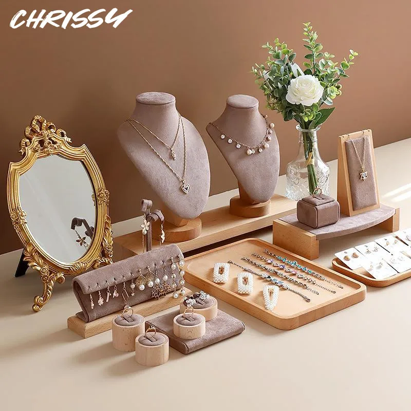 Jewelry Displays Holder Set, Including T Bar Bracelet Display Stand, Necklace Display Stand, Ring Earrings Tray Easels