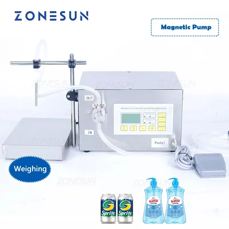 ZONESUN ZS-MP251W Filling and Weighing Machine Magnetic Pump Strong Acid Liquid Edible Oil Liquor Water Bottle Filler