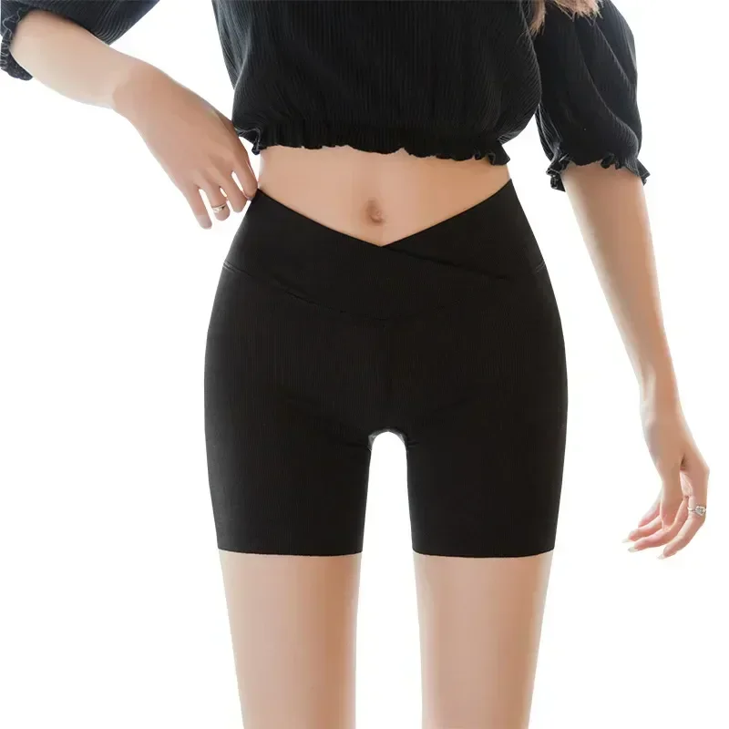 Pantalones ultracruzados secos y transpirables para mujer, pantalones cortos de seda, mallas de seguridad con entrepierna helada, cintura fina, antiarrollamiento rápido para verano