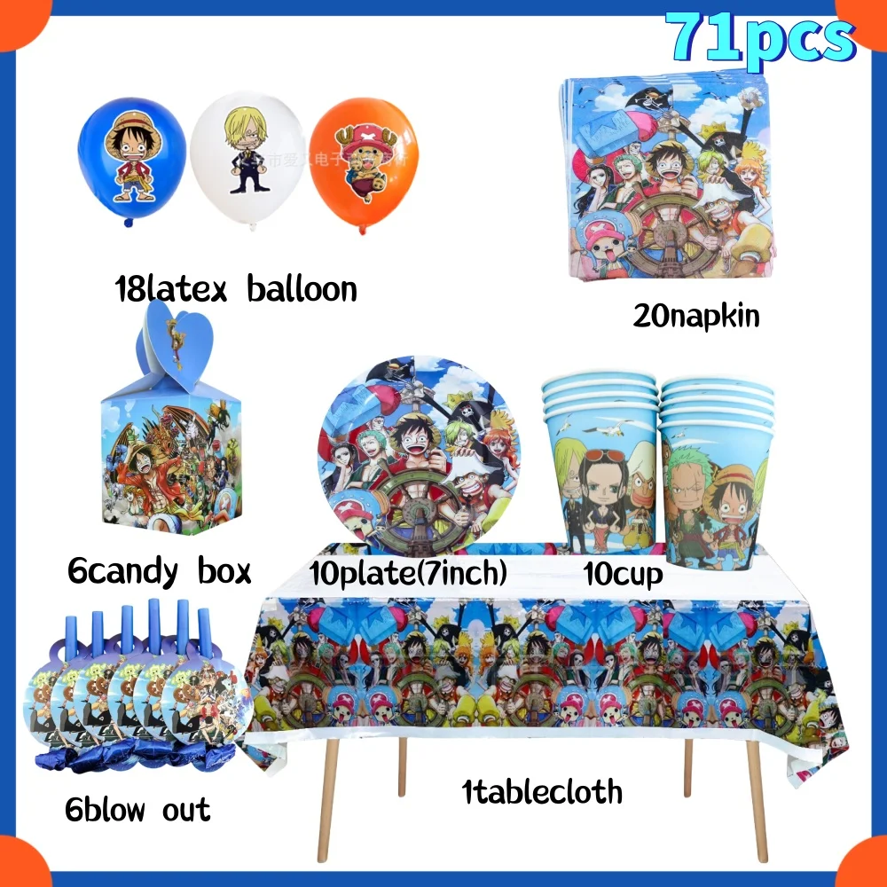 ワンピース ルフィ ゾロ 誕生日パーティー デコレーション テーブルクロス カップ プレート 帽子 キャンディボックス バルーン ベビーシャワー 男の子 パーティーアクセサリー
