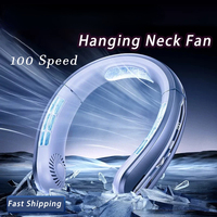 Portable Mini Hanging Neck Fan Digital Display Power Bladeless Fan Neckband Air Cooler USB Rechargeable Fan Cooling Tool