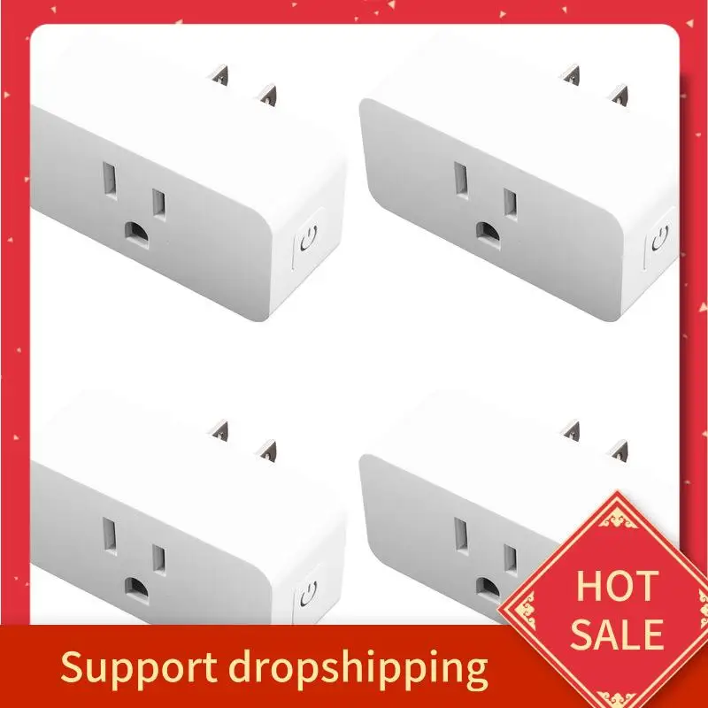 

B44C Tuya Wifi Zigbee US Standard Smart Socket Switch 4Pcs Voice Control Plug Remote Control Phone US Plug