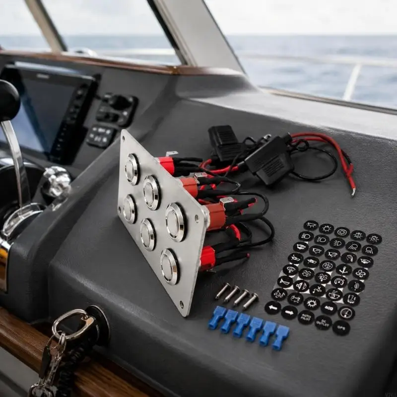 M76E 6-Circuit Push-Button Panel for Marine Boat Electrical Installations