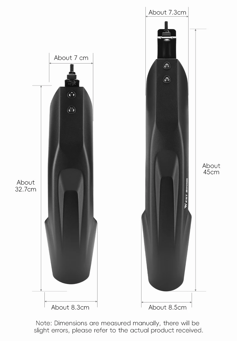 WEST BIKING 20/22/24 Zoll MTB Fahrrad-Schutzblech-Set PP Hochfeste Vorder- und Hinterradschutzbleche Wasserdicht Spritzwassergeschützt Fahrradzubehör – Detail 3