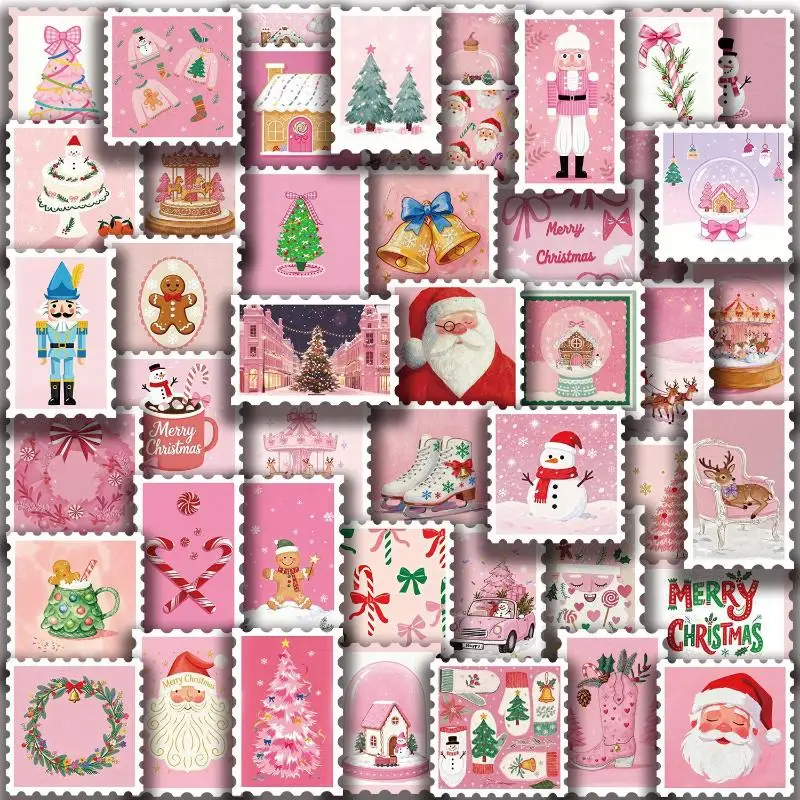 50 adesivi per timbri natalizi, decalcomanie per laptop, album, skateboard, casco, chitarra, adesivi estetici creativi fai da te