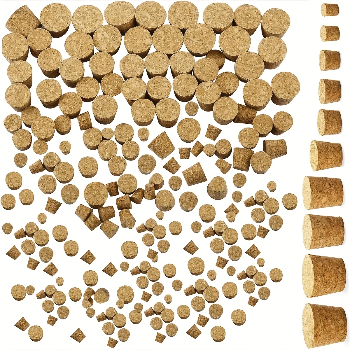 100 قطعة من الفلين المتنوع لفلين زجاجات النبيذ، أحجام مختلفة من الفلين المدبب الخشبي لاستبدال زجاجات الفلين الحرفية لزجاجات البيرة