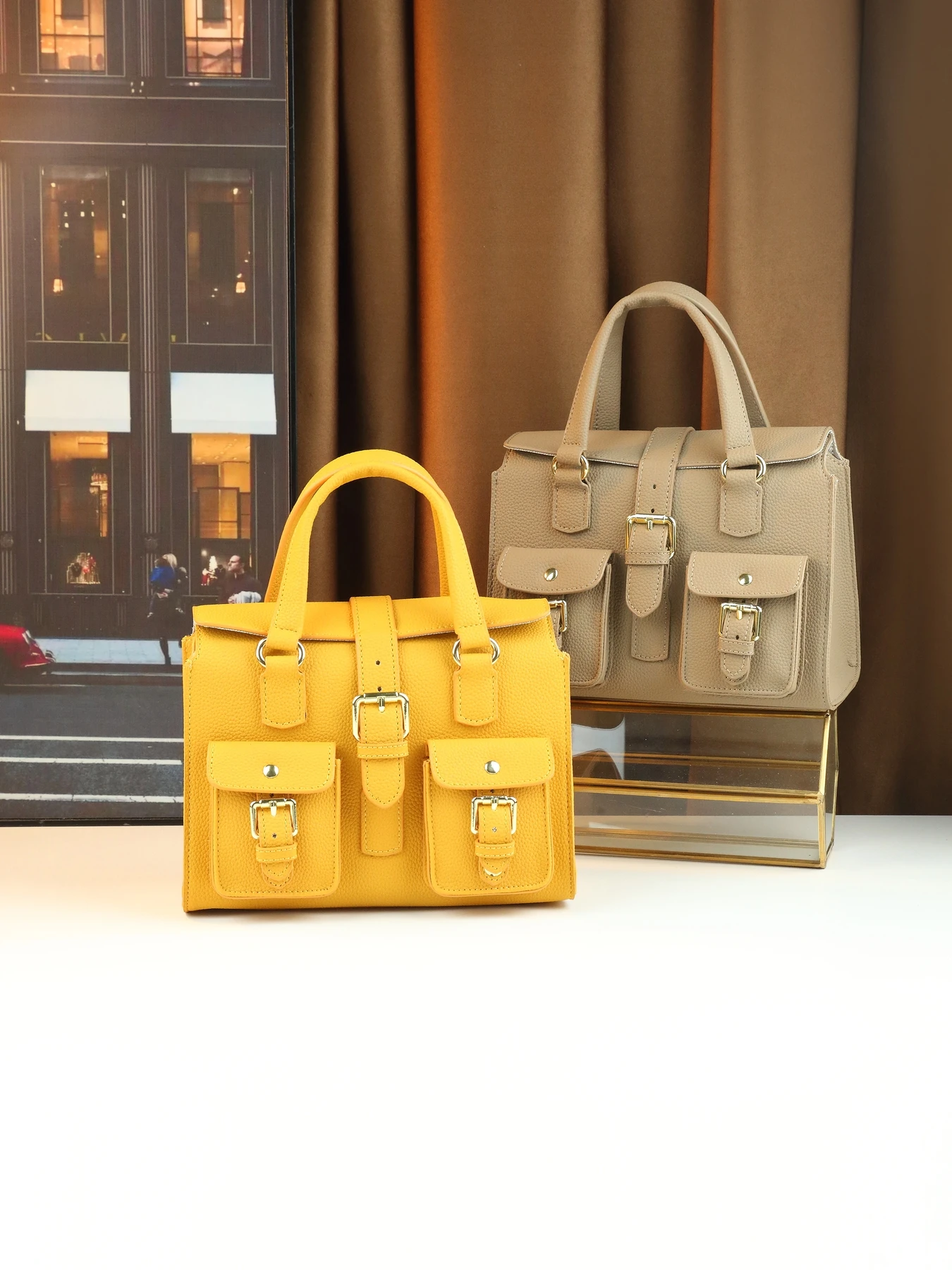 

Premium Versatile Soft Leather Hand Carry Women's Bag Tote Bag Multi-Pocket Design Commuter Bag One Shoulder Crossbody Bag