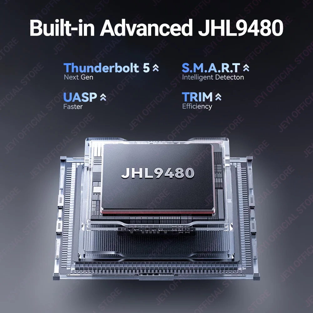 JEYI 80Gbps Thunderbolt 5 M.2 NVMe SSD Enclosure Transfer Rates Over 6000MB/s Works with Mac M4 Pro - Image 3