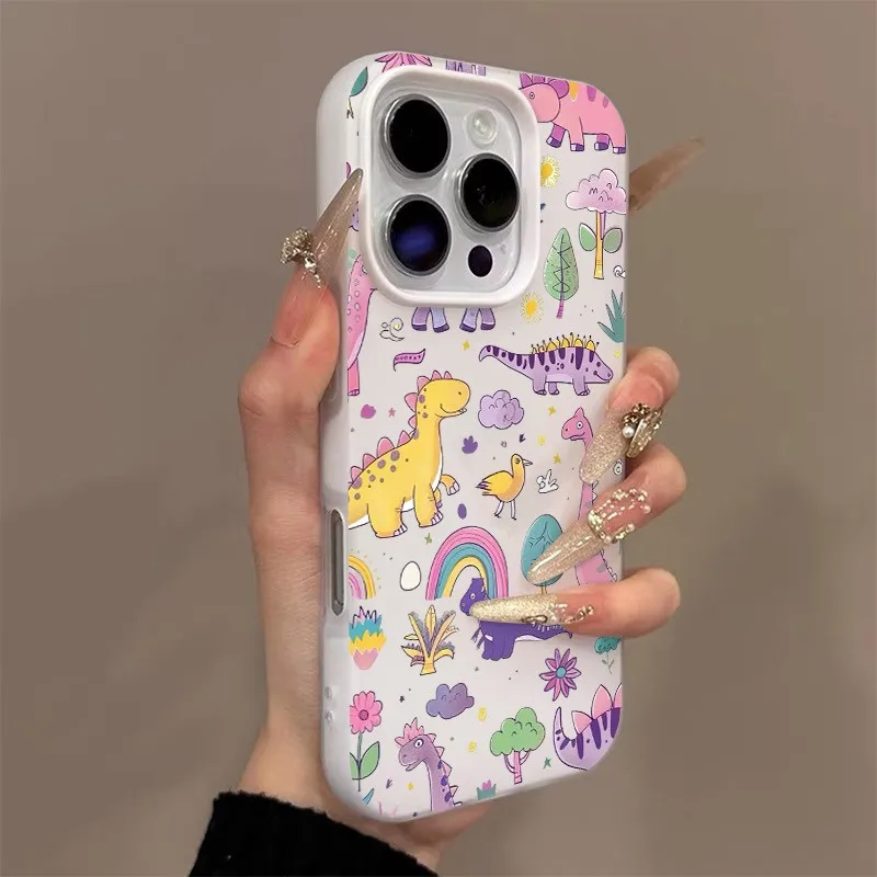 

Colorful Dinosaur Pattern Phone Case Bumper Cover For iPhone 17 16 15 Pro Max 14 13 12 11 XS X XR 17 Air 16E 16 15 Plus 7 8 SE2