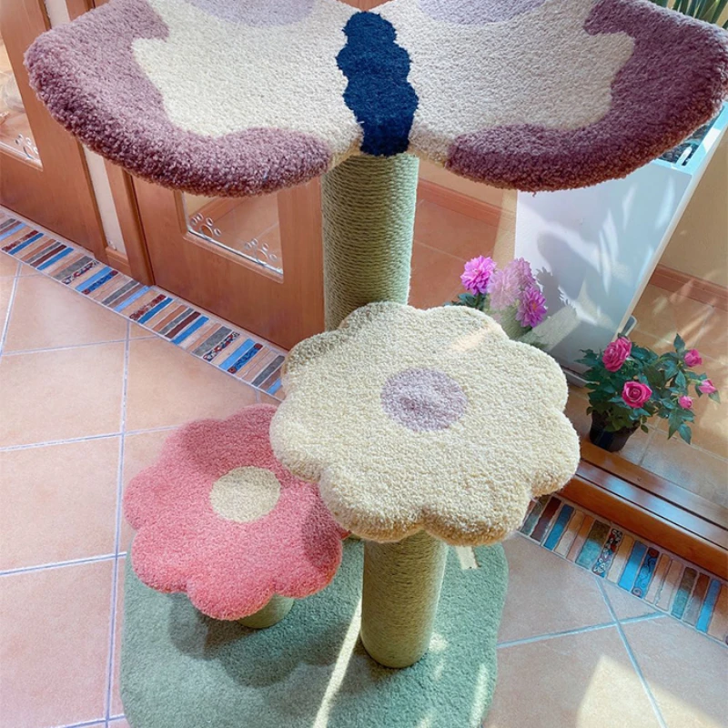 Camily Butterfly Flower Medium Cat Tree Climbing Frame Scratch Resistant Twine Rope Column Multilayer Claw