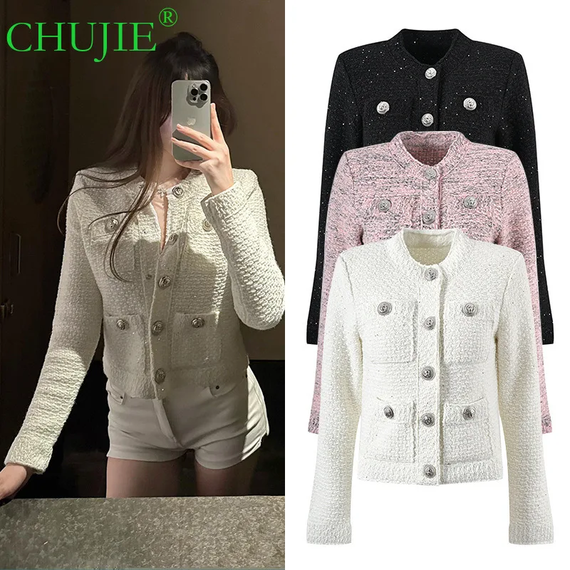 

CHUJIE 2025 Autumn Winter New French Socialite Soft Gentle Commuter Coat Light Luxury Slimming Rich Girl Style Top