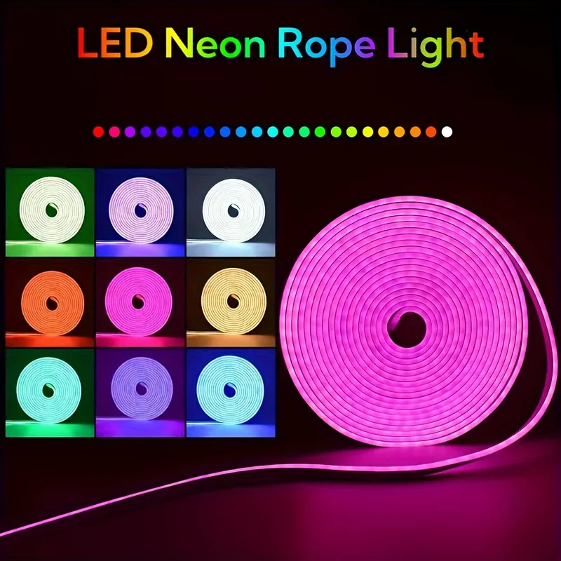 

USB Flexible RGB LED Strip Lights Remote&App Control Multicolor Neon Sign Lights Flexible Ribbon Tape Room Christmas Decorations