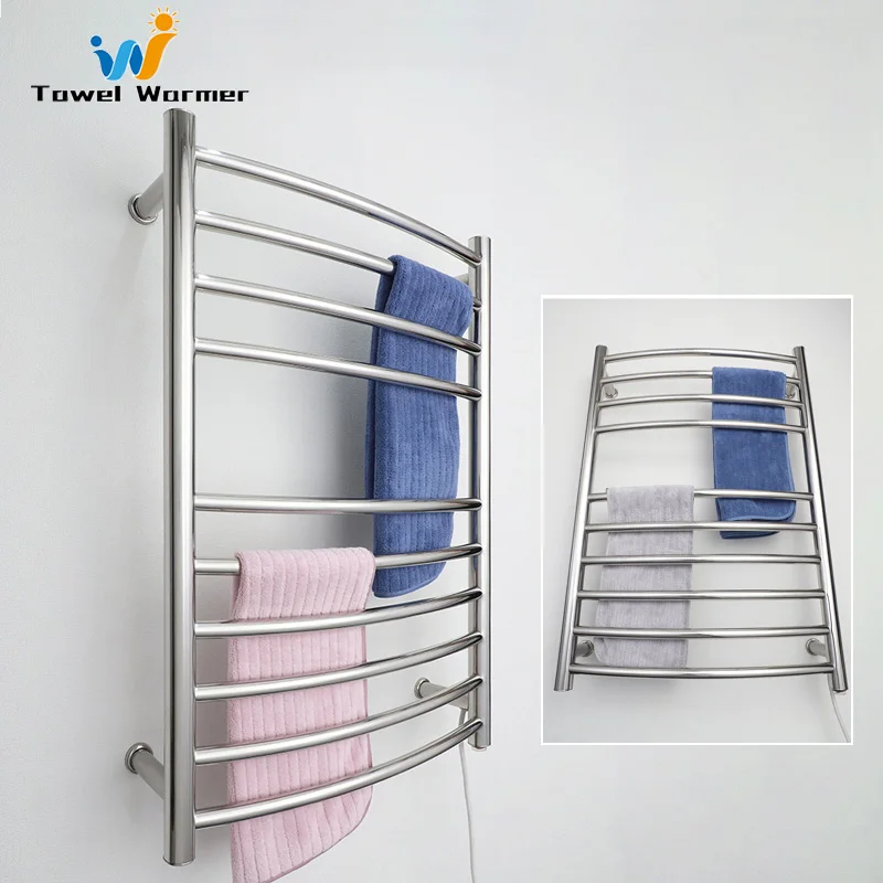 

Stainless Steel Bathroom Electric Towel Rack Hidden/Exposed Wires Towel Warmer Wall Mounted Fast Dry Electric Heated Towel Rail