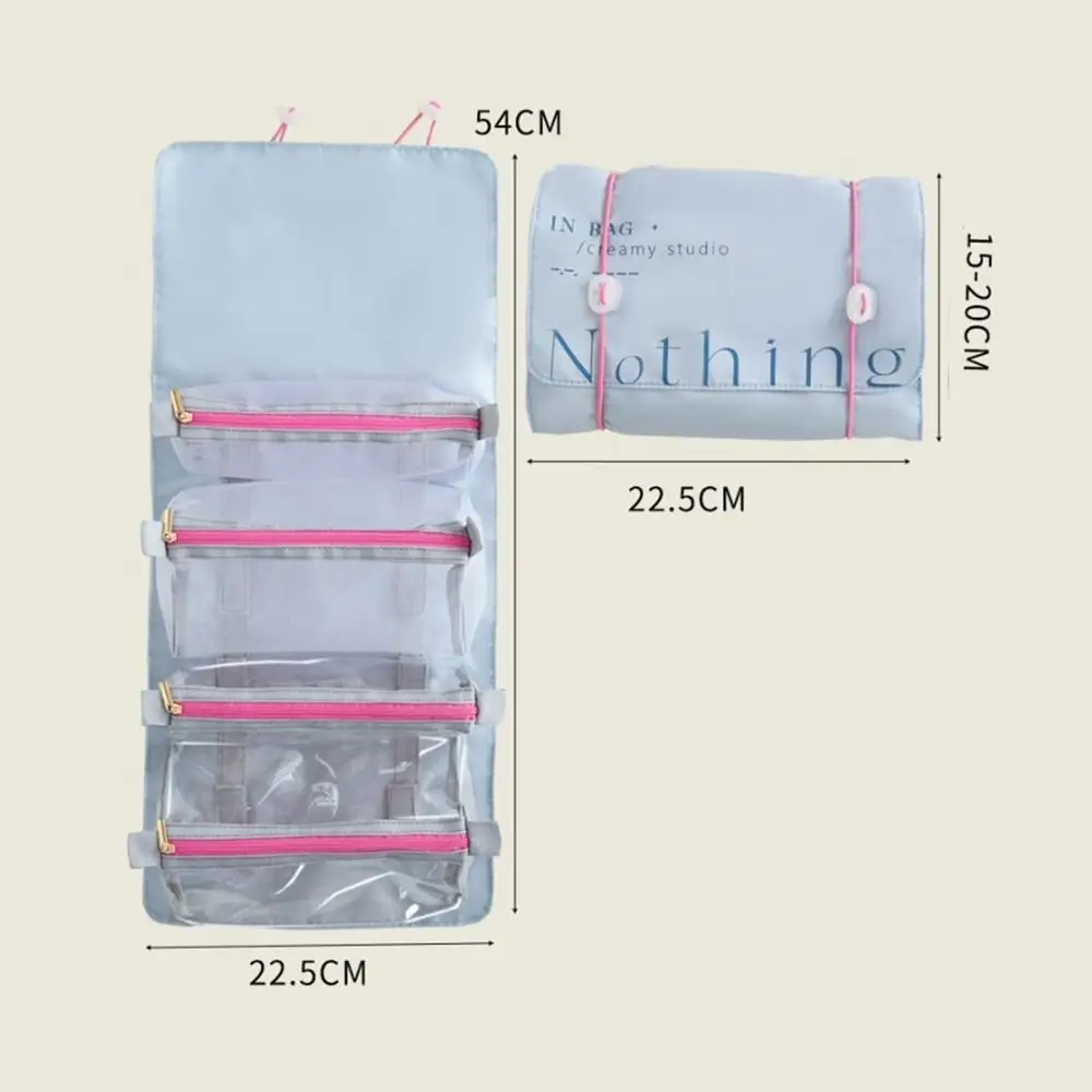 Detachable Makeup Bag Folding Makeup Organizer Toiletry Bag Portable Wash Bag Roll-Up Cosmetic Organizer Travel Cosmetic Bag