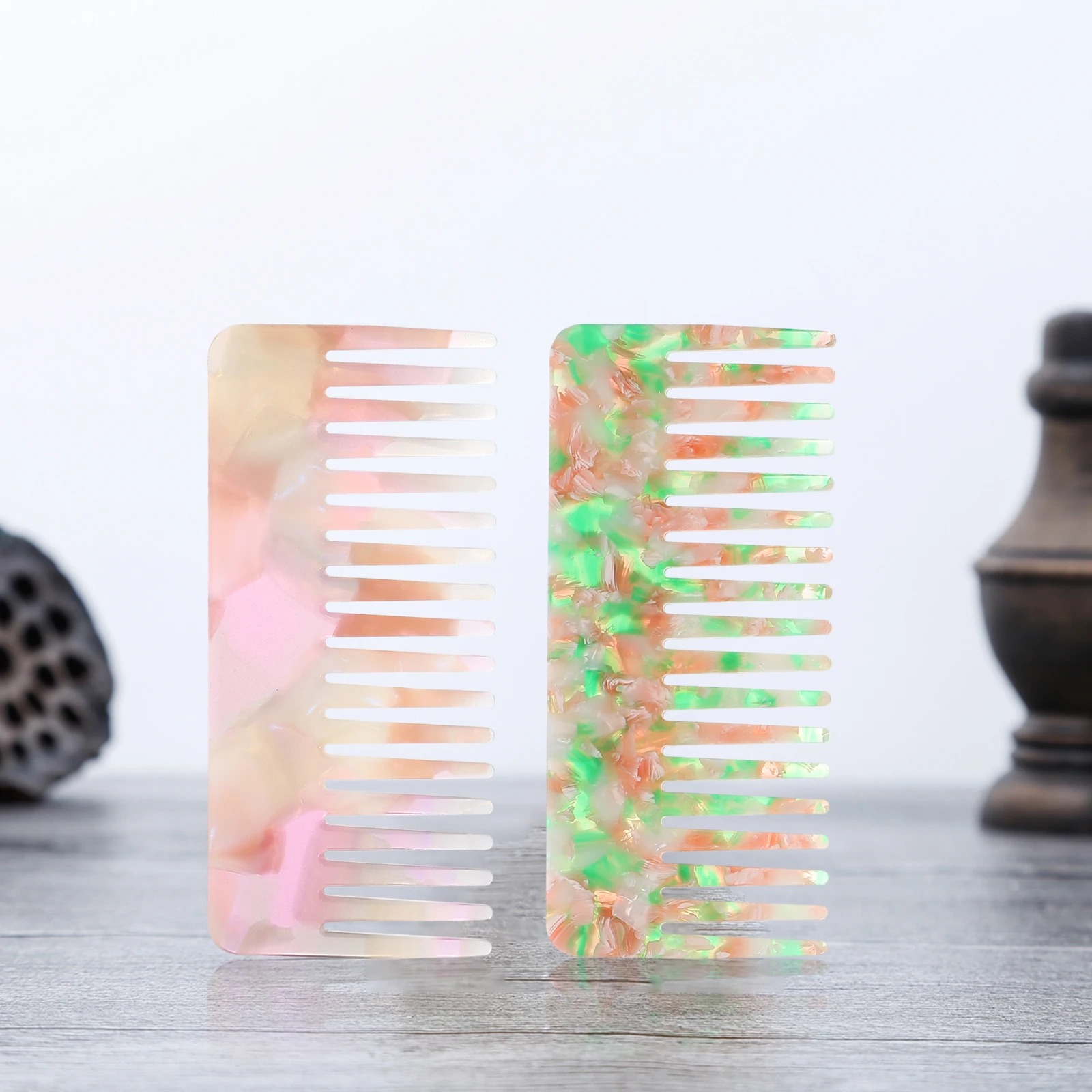 

2 Pcs Men Hair Comb Wide Tooth Acetate Sheet Wide Tooth Comb For Curly Hair For Men Women Styling Portable Safe Material