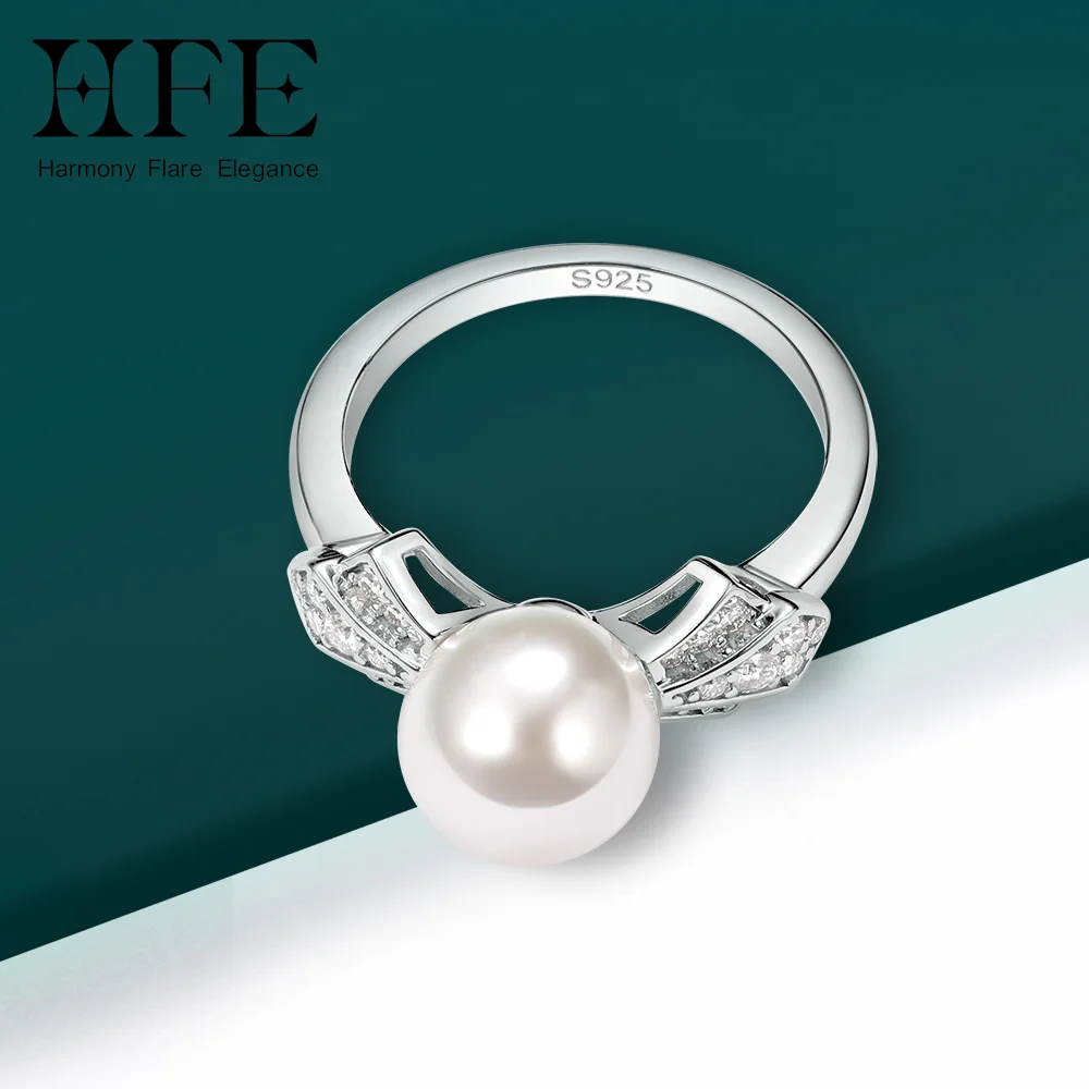 

HFE 925 Sterling Silver Shell Pearl Women's Ring D Color VVS1 Sparkling Moissanite Design Elegant Delicate Ladies Jewelry